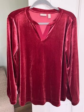 LOGO Velvet Tunic Top Long Sleeves Size Small